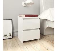 PIXZSSI Comodino da camera da letto con 2 cassetti, 30 x 30 x 40 cm, tavolino versatile per studio, stile classico, bianco lucido, comodino, comò in legno