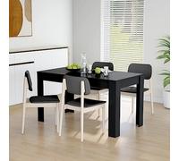 PIXZSSI Tavolo da pranzo in legno compatto nero 140x74,5x76 cm Resistente all'umidità Materiale pratico Tavolo da pranzo per la cucina offre spazio per cibo e bevande