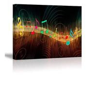 PIY Musical Note Wall Art - Modern Canvas Print with Notes Beating on Staff, Minimalist Music Decor for Bedroom(Unframed,12x18inch(30x45cm))