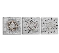 PIY PAINTING 3 pezzi Stampa su tela di un Motivi, Bohemien Dipinti su Tela, Stampe d'arte Bianco e nero, Stampe Decorative per Cucina Bagno Sala da pranzo Stanza dello yoga 30x30cm Con telaio in legno