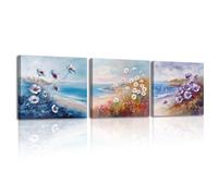 PIY PAINTING 3pcs Stampe Da Parete Estetica Seacoast e Floreale Quadretti Da Parete Quadro Decorazione Murale Gatto Fiori Colorati Quadro Soggiorno Canvas Quadri Per Camera Da Letto Corridoio 30x30cm