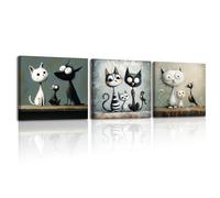 PIY PAINTING Arte Murale Su Tela, Animali Stampa Su Tela, Tre Gattini Dipinti, Quadro Da Parete Per Camera Da Letto Bagno Caffè Studio Yoga Cucina, Cornice Interna, Set Di 3, 30x30 cm