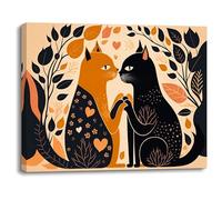 PIY PAINTING Coppia di Gatti su tela Quadro su Tela Gatto Immagini Stampe su tela Quadro Animali, Quadri Moderni Wall Art per Bagno, Cucina, Soggiorno 40x30cm Incorniciato Facile da Appendere