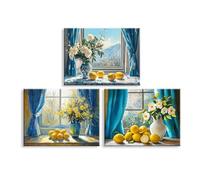 PIY PAINTING Paesaggio Pittura Murale, Immagini Di Tela Di Limone, La Vista Dalla Finestra, Arte Murale Su Tela Per Camere Da Letto Caffè Appartamenti Bar Banchetti, 3x30x40 cm/90x40 cm