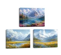 PIY PAINTING Pittura Su Tela Paesaggio, Natura Neve Montagna Paesaggio Pittura Murale, Quadri Decorativi Moderni Per Il Soggiorno Bagno Ingresso Sala Yoga, 40x30 Cm 3 Pezzi, Facile Da Appendere