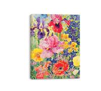 PIY PAINTING Quadro su Tela Fiori colorati, Stampe su tela, Quadri Cucina Moderni, Dipinti su tela floreale Decorazione Murale per Soggiorno Sala yoga Bagno 30x40 cm, Cornice Incorporata