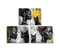 PIY PAINTING Ragazze Stampa Su Tela, Gattino Immagini, Arte Murale Su Tela, Poster d'Arte Moderna Giallo, Facile Da Appendere Per Camera Da Letto Caffè Banchetti, 40x30 cm 3 Pezzi/90x40 cm