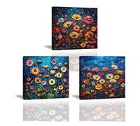PIY PAINTING Stampa d'Arte Su Tela Floreale, Stampe Mare Fiori, Stampa Su Tela Con Cornice Interna, Pittura Di Decorazione Moderna Per Camera Da Letto Dormitorio Cucina, 30x30 Cm 3 Pezzi