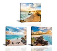 PIY PAINTING Stampe e Quadri su Tela Paesaggio sul Mare Immagine Vista sulla Spiaggia Fotografia con Cornice Murale Tela Wall Art Home Decor Cucina Oficina Regalo di Anniversario 3x 30x30cm