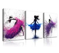 PIY PAINTING Stampe Su Tela Danza, Rosso Blu e Viola Immagini Della Parete, Quadro Su Tela Della Ragazza, Facile Da Appendere Per Camera Da Letto Ufficio Aula Palestra, 40x30 cm 3 Pezzi/(90x40 cm)