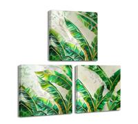 PIY PAINTING Stampe su tela di Foglia di palma, Dipinti su tela Foglia verde, Quadri Moderni Piante Quadro, Poster e Stampe stampe decorative per Cucina Bagno Sala da pranzo 3 tele 30x30cm