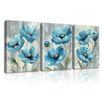 PIY PAINTING Stampe Su Tela Fiori, Pittura Su Tela Romantica, Blu Fiori Immagini a Parete, Moderna Canvas Stampe, Quadri Murali Per Soggiorno, Dormitori, Camera Da Letto, 3x 40x30 cm, Cornice Interna