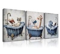 PIY PAINTING Tela con animali, Gatto Giraffa Ippopotamo quadro da parete, Arte murale su tela Per il soggiorno l'ufficio il bagno l'ingresso il corridoio, 40x30 cm 3 Pezzi