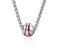 PIYIZ Calcio/Baseball/Calcio Collana per gli Uomini Catena In Acciaio Inox Palestra Sport Gioielli Personalizzati Peso Piastra Pendente 3D Ball Charm Collane, Acciaio inossidabile, Nessuna pietra