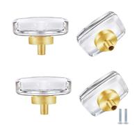 PIYYQNY 4 Pezzi Maniglia In Cristallo Pomello Quadrato Per Mobile Adatta Per Guardaroba Libreria Cassetto Per Toletta(Oro 40mm)