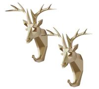 PIYYQNY Appendi Abiti Per Porte,2 Pezzi,Gancio In Resina Creativa,Decorazione Murale Di Animali,Testa Di Cervo Senza Gancio Per Foratura,Decorazione Murale A Parete,Gancio Per Porta(Cervo Dorato)