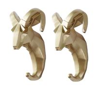 PIYYQNY Appendini Da Muro,2 Pezzi,Gancio In Resina Creativa,Decorazione Murale Di Animali,Testa Di Cervo Senza Gancio Per Foratura,Decorazione Murale A Parete,Gancio Per Porta(Capra Dorata)