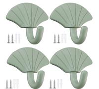 PIYYQNY Appendini Da Muro,4 Pezzi,Gancio Da Parete,Gancio Singolo A Forma Di Foglia D'Acero,Gancio Appendiabiti In Metallo,Per Appendere Cappotti E Cappelli,Gancio Per Asciugamano Da Bagno,(Verde)