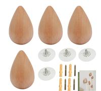 PIYYQNY Ganci Appendiabiti Da Bagno Forma Di Goccia 4 Pezzi Gancio Appendiabiti Da Parete In Legno Massello Gancio Da Parete Decorativo Per Cappotti Chiavi Cappelli Tazze(Colore Legno 7 * 4 5cm)