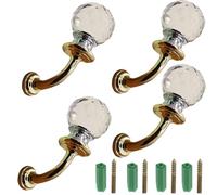 PIYYQNY Ganci Decorativi Gancio Appendiabiti In Cristallo Gancio Appendiabiti In Lega Di Zinco Trasparente Gancio Appendiabiti A Parete A Sfera Retrò Gancio Per Cucina Bagno Camera Da Letto(Oro 73mm)