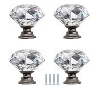 PIYYQNY Maniglie Cucina 4 Pezzi Pomello Per Cassetto In Cristallo Maniglia Per Anta Di Armadietto Pomello In Cristallo Trasparente Per Toletta Armadio Libreria(Grigio 30mm)