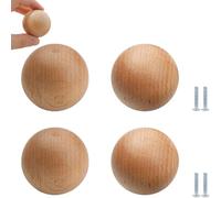 PIYYQNY Maniglie Da Cucina 4 Pezzi Pomelli Per Cassetti In Legno Maniglie Rotonde In Legno Massello Per Guardaroba Per Armadi Cassetti Della Credenza Pomelli Per Porte A Sfera(Faggio 40mm)