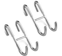 PIYYQNY Montaggio A Parete Ganci 2 Pezzi Gancio Bifacciale In Acciaio Inossidabile 304 Gancio Posteriore Per Porta In Vetro A Forma Di S Per Porta In Vetro Del Bagno Senza Telaio(Argento 11cm)