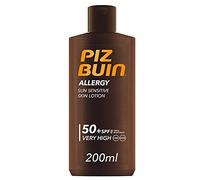 PIZ BUIN Allergy Latte Solare SPF 50+, Crema solare 50+ per pelli delicate e sensibili al sole, Protezione solare 50+ con filtro solare UVA/UVB, Latte solare SPF 50+ resistente all'acqua, 200 ml