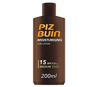 PIZ BUIN Moisturising Latte Solare SPF 15, Crema solare 15 idratante, Protezione solare 15 con filtro solare UVA/UVB e Glicerina, Latte solare SPF15 resistente all'acqua e al sudore, 200 ml