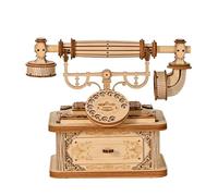 PizazzToy Puzzle in legno 3D retrò telefono per adulti, montaggio fai da te 3D puzzle in legno, set fai da te Natale 2025, decorazione regalo modello