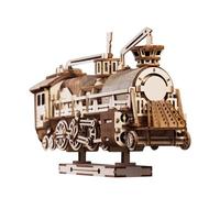 PizazzToy Set di attrezzi 3D per locomotiva a vapore in legno, montaggio fai da te, puzzle in legno 3D, set fai da te, decorazione natalizia, 2025, locomotiva a vapore + supporto (524 pezzi)
