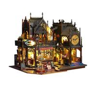 PizazzToy Set di puzzle 3D in legno con castello di città, fai da te, montaggio a mano, puzzle in legno 3D, per Halloween, castello, in miniatura, per Halloween, modello di decorazione di Halloween