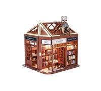 PizazzToy Set di puzzle 3D in legno per vista stradale, libreria, fai da te, montaggio a mano, puzzle in legno 3D, in miniatura, per Natale, 2025