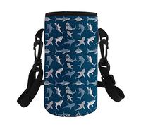 Pizding Borsa portaborraccia in neoprene isolato per bottiglia d'acqua, 1000 ml, con tracolla flessibile per camminare, escursionismo, zoo fresco, uomini, donne e squalo, accessori