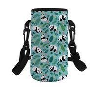 Pizding Portabottiglie portatile isolato con cinghia per bottiglie da 1000-1200 ml, custodia per passeggiate, palestra, viaggi, escursionismo, mantiene le bevande fresche, motivo simpatico panda