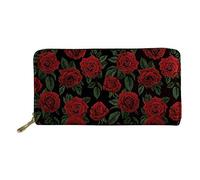 Pizding Portafogli in pelle per le donne di viaggio, affari, shopping, denaro, borsa con cerniera, pochette regalo di compleanno per le ragazze, Rosa rossa., L
