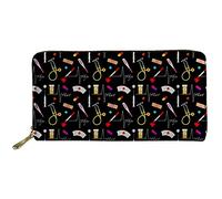 Pizding Portafogli in pelle per le donne di viaggio, affari, shopping, denaro, borsa con cerniera, pochette regalo di compleanno per le ragazze, Nero , L