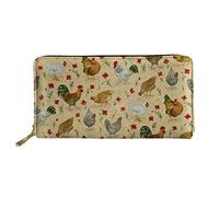 Pizding Portafogli in pelle per le donne Viaggi Business Shopping Clip di Soldi Borsa con Cerniera Pochette Borsa Regalo di Compleanno per Ragazze, Pollo (Giallo) - wallet-30