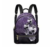 Pizding Zaino in pelle PU borsa a tracolla casual borsa scuola cerniera carino bradipo, Teschio Floreale, Large