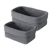Pizens 2 Pz Cestini Portaoggetti, Intrecciati a Mano, Grigio | Porta Oggetti Bagno per Camera da Letto, Cucina, Studio e Ufficio - 29x15x18,5cm e 21x13x15,5cm