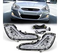 Pizgear for Hyundai, Accent 2012 2013 2014 2015 2016 2017 Paraurti Anteriore Lente Trasparente Fendinebbia Luci diurne a LED Fendinebbia Impermeabili 12V Gruppo fendinebbia per Auto