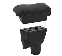 Pizgear For Kia, for Picanto Scatola portaoggetti for console centrale con bracciolo con accessorio USB for styling auto interno Bracciolo per auto(BLACK B2 Red Line)