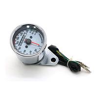 Pizgear Tachimetro universale for motocicletta, contachilometri, misuratore di velocità doppio con indicatore LCD, accessorio modifica vintage Tachimetro per motocicletta(White)