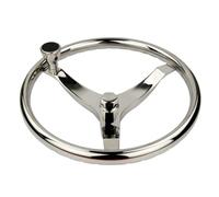 Pizgear Volante for barca marino con pomello in acciaio inossidabile a 3 razze da 13-1/2 pollici Timone per barca