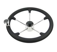 Pizgear Volante marino Boat Destroyer da 15-1/2 pollici a 5 razze con pomello in schiuma nera Timone per barca