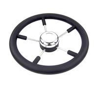 Pizgear Volante marino da 13-1/2 pollici in schiuma PU con tappo in acciaio inossidabile, 5 razze, volante for barca da 15 gradi Timone per barca