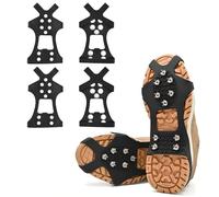 Pizsieat 4 Pcs Ramponi per Scarponi, Ramponcini da Neve Antiscivolo Chiodi per Scarpe Invernali con 10 Denti, Ramponi per Scarponi, Protezione Sicura per Camminare, Jogging, Pesca, Camp (EU: 40-45)