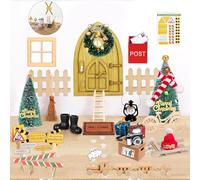 Pizsieat Porta Elfo Natale, Porta degli Elfi, DIY Casetta Elfo di Natale Decorazioni Miniature Casetta Elfo Natale in Legno, Porta Magica Elfo di Natale per Bambini