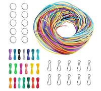 Pizsieat Scoubidou - Set di 200 nastri Scooby DOO in plastica Scobie DOO, con 20 anelli portachiavi e ganci per braccialetti fai da te (20 colori)