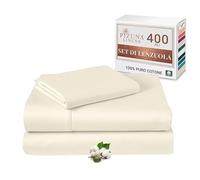 Pizuna Set Lenzuola letto singolo Cotone 90x200 cm Avorio 400 fili 3 Pz